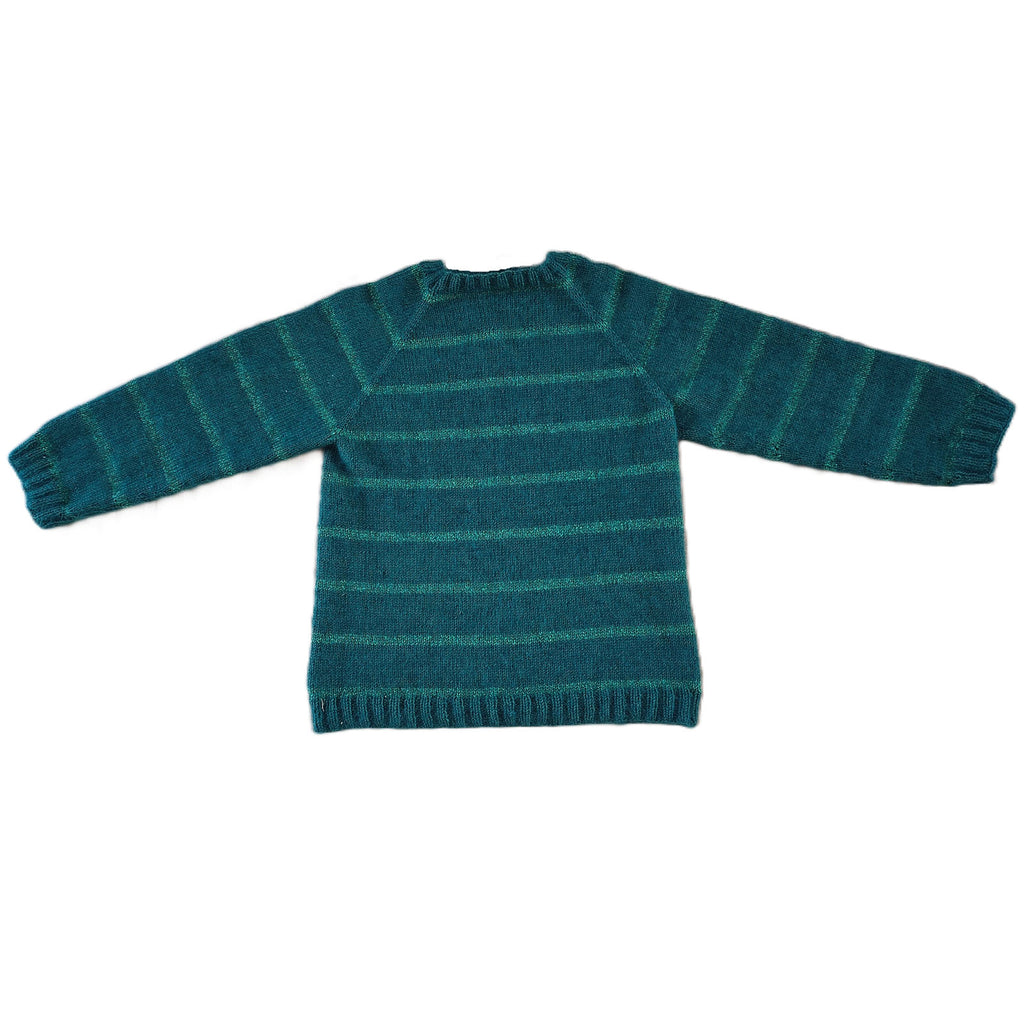 Strickset „Gestreifter Raglanpullover mit Rundkragen und Glitzer“